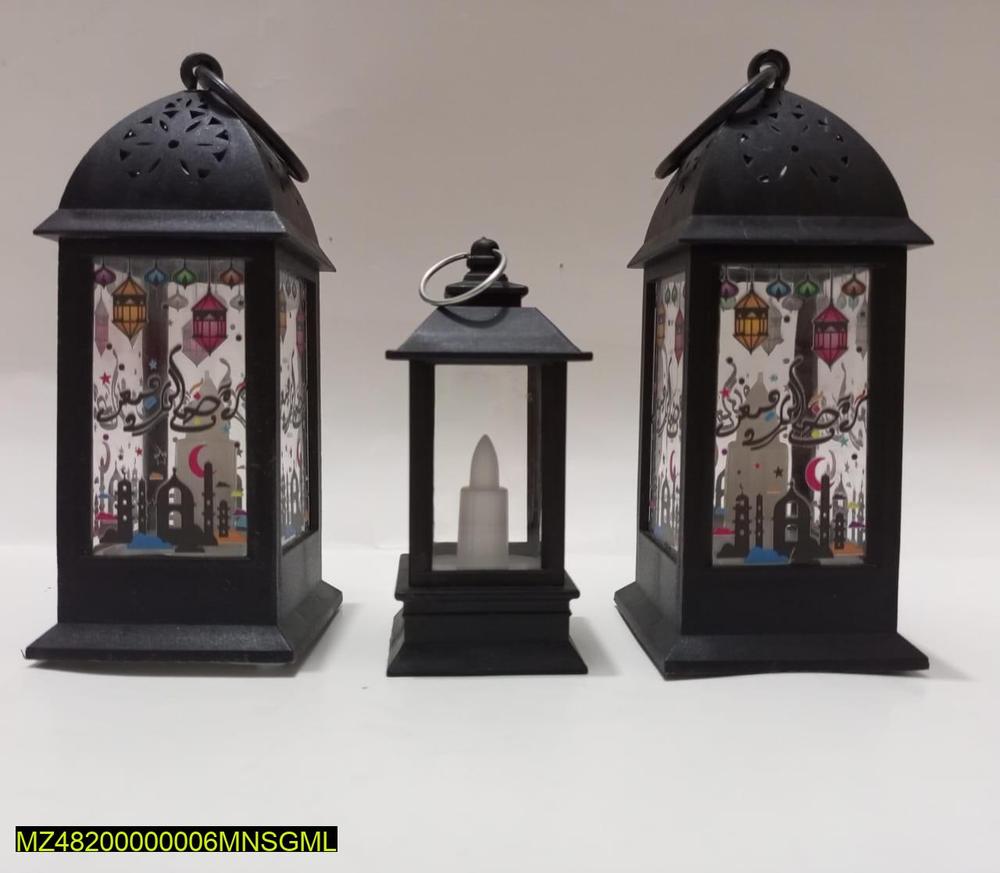 Ramadan LED Flame Light Decoration Lamp, Pack Of 3 (BLACK)