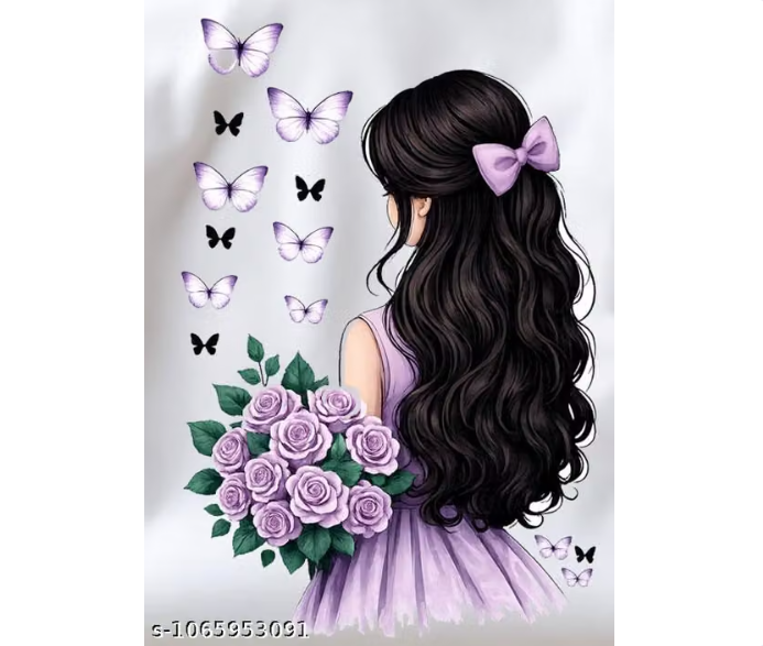 Lavender Butterfly Girl Floral T-Shirt