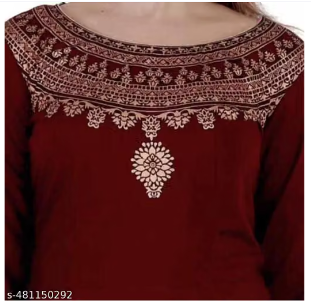 Maroon Embroidered Anarkali Gown Set with Printed Dupatta - Long Velvet Anarkali Dress for Women