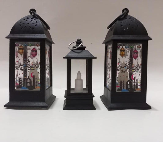 Ramadan LED Flame Light Decoration Lamp, Pack Of 3 (BLACK)