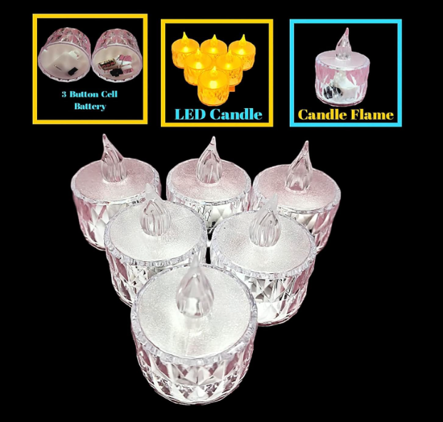 Flameless Crystal LED Tea Light Candles