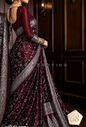 Elegant Wine Maroon Embroidered Designer Saree with Silver Border