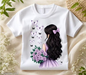 Lavender Butterfly Girl Floral T-Shirt