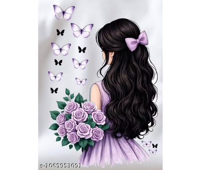 Lavender Butterfly Girl Floral T-Shirt