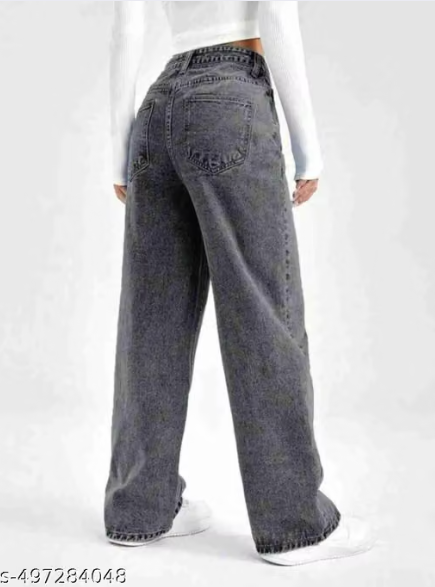 Women’s High-Waist Wide-Leg Denim Jeans – Dark Blue