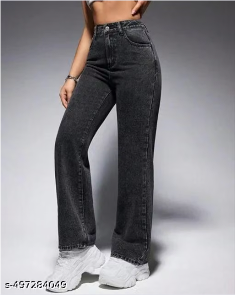 Women’s High-Waist Wide-Leg Denim Jeans – Dark Blue