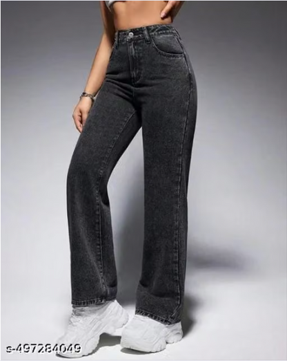 Women’s High-Waist Wide-Leg Denim Jeans – Dark Blue