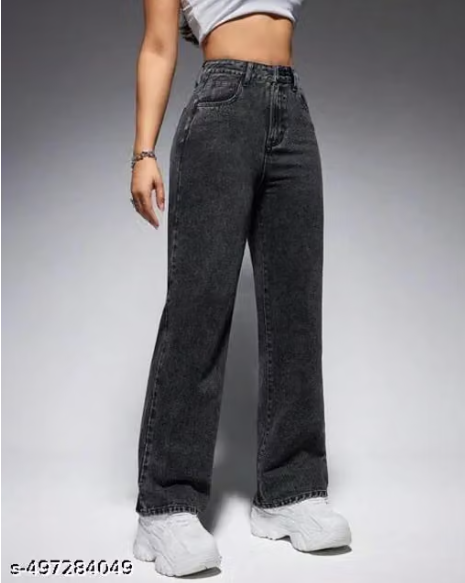 Women’s High-Waist Wide-Leg Denim Jeans – Dark Blue