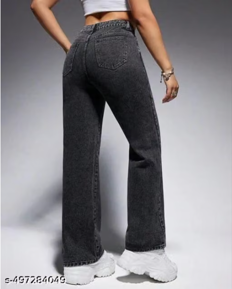 Women’s High-Waist Wide-Leg Denim Jeans – Dark Blue