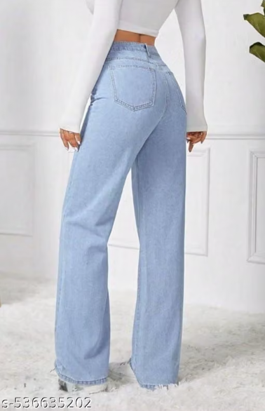Women’s High-Waist Wide-Leg Jeans – Light Blue