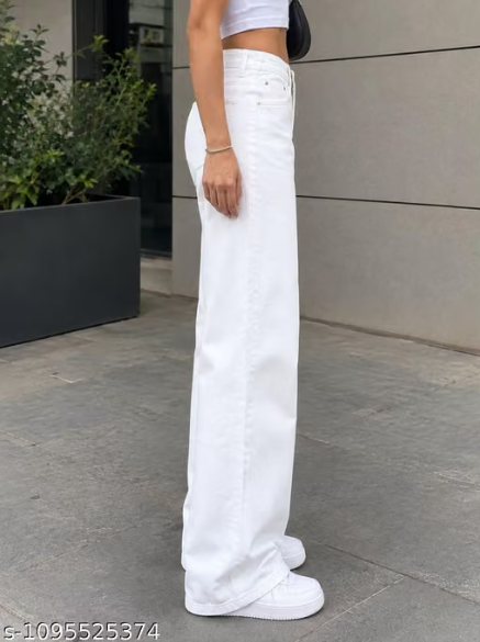 Straight fit White light jeans for women printed jeans fashion designer jeans trending jeans and White jeans