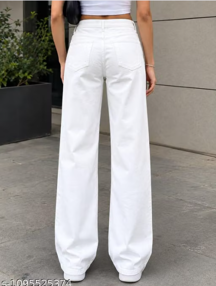 Straight fit White light jeans for women printed jeans fashion designer jeans trending jeans and White jeans