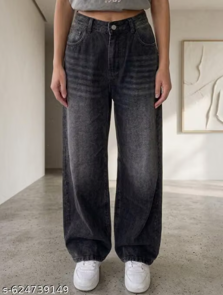 Women’s High-Waist Baggy Wide-Leg Black Jeans