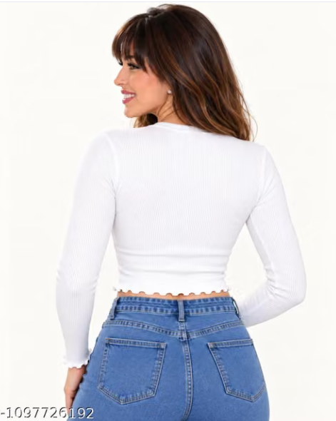 Ribbed top for women, crop top for girls, ribbed crop top, full sleeve ribbed top for women