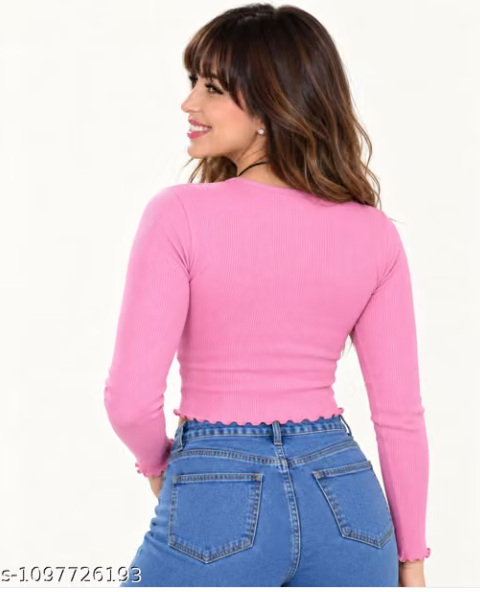 Ribbed top for women, crop top for girls, ribbed crop top, full sleeve ribbed top for women