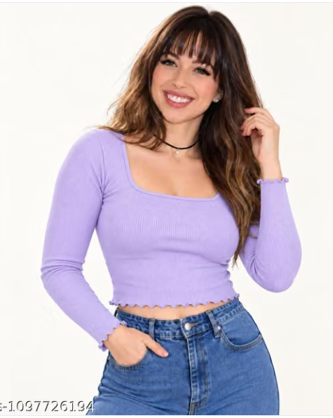 Ribbed top for women, crop top for girls, ribbed crop top, full sleeve ribbed top for women
