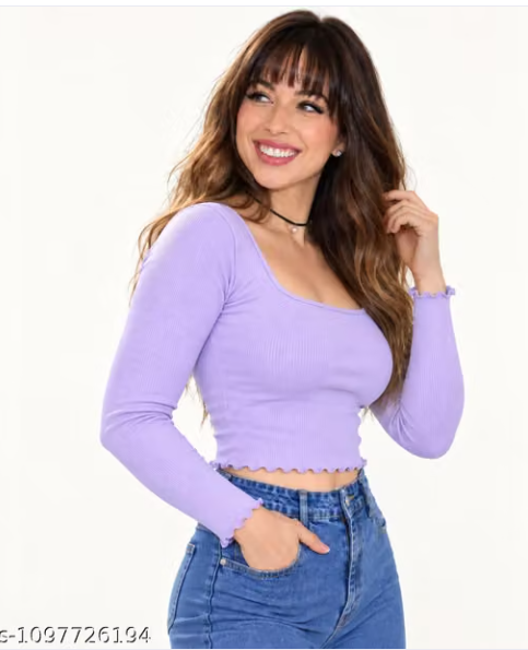 Ribbed top for women, crop top for girls, ribbed crop top, full sleeve ribbed top for women
