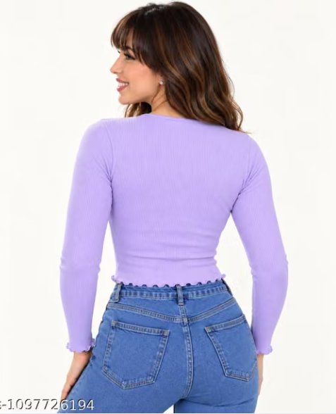 Ribbed top for women, crop top for girls, ribbed crop top, full sleeve ribbed top for women