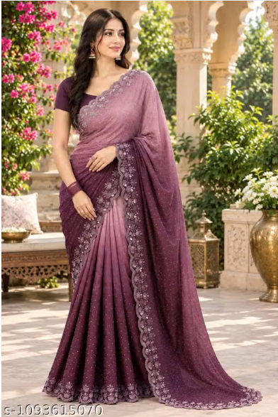 Women’s Designer Saree with Floral Embroidered Border