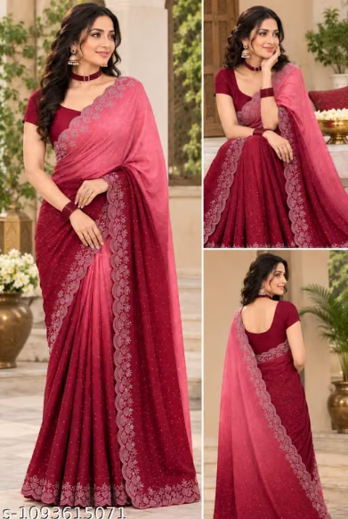Women’s Designer Saree with Floral Embroidered Border