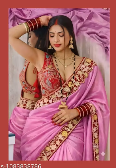 Women’s & Red Designer Saree with Heavy Embroidered Border