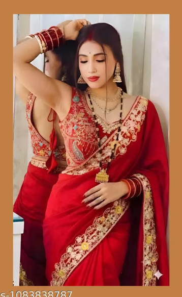 Women’s & Red Designer Saree with Heavy Embroidered Border