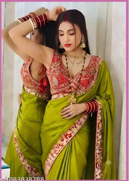 Women’s & Red Designer Saree with Heavy Embroidered Border