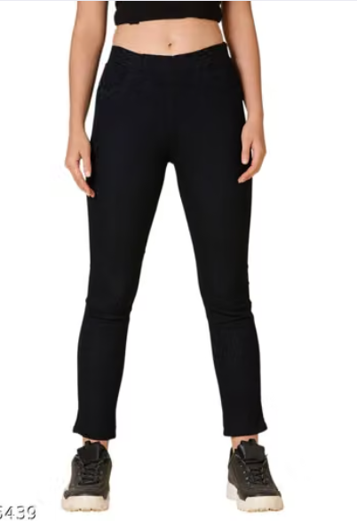 Women’s Black Slim Fit Ankle-Length Pants