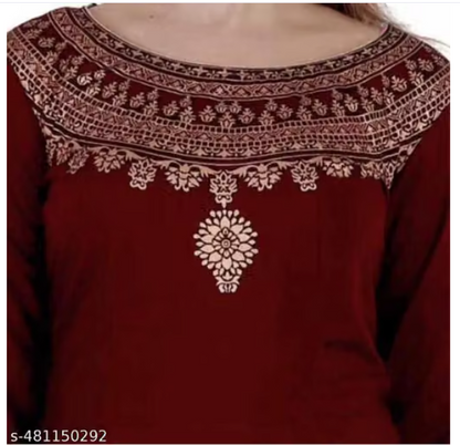 Maroon Embroidered Anarkali Gown Set with Printed Dupatta - Long Velvet Anarkali Dress for Women