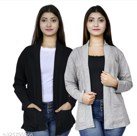 Combo Pack of 2 Women's Shrug - Long Cardigan Jacket Set