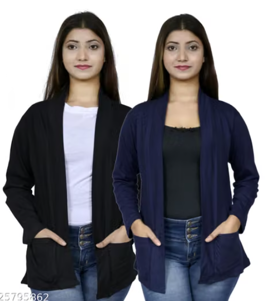 Combo Pack of 2 Women's Shrug - Long Cardigan Jacket Set