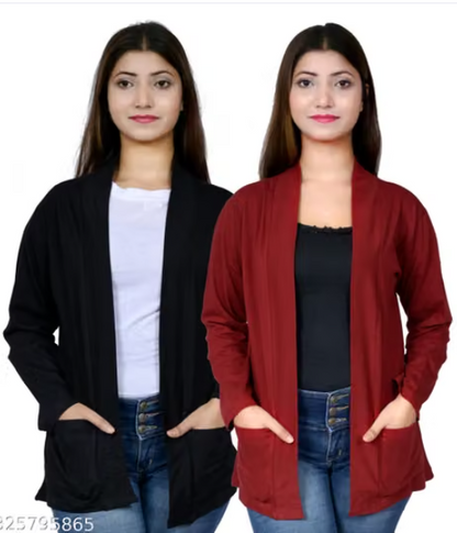 Combo Pack of 2 Women's Shrug - Long Cardigan Jacket Set