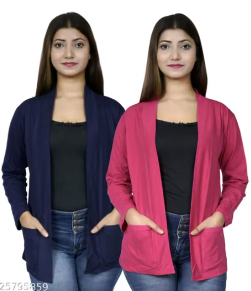 Combo Pack of 2 Women's Shrug - Long Cardigan Jacket Set