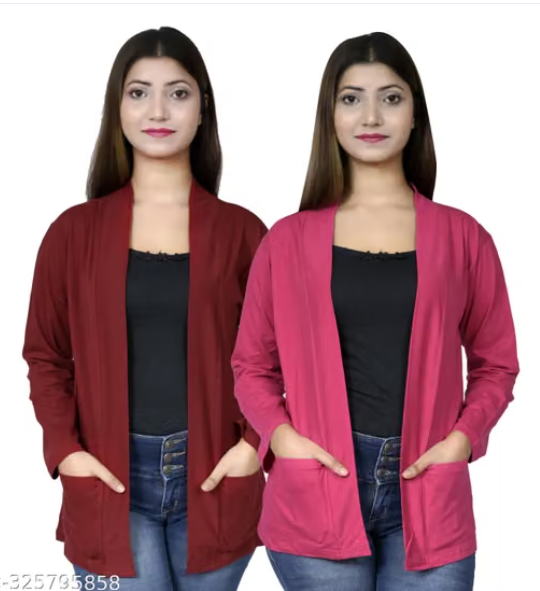 Combo Pack of 2 Women's Shrug - Long Cardigan Jacket Set