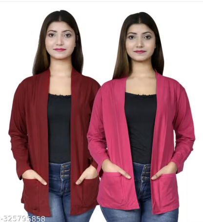 Combo Pack of 2 Women's Shrug - Long Cardigan Jacket Set