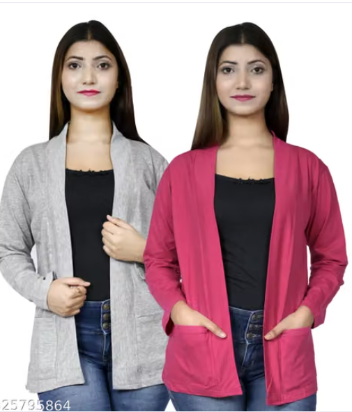 Combo Pack of 2 Women's Shrug - Long Cardigan Jacket Set