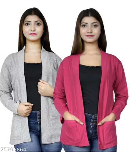 Combo Pack of 2 Women's Shrug - Long Cardigan Jacket Set
