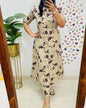 Elegant Cream Floral Printed Kurta Pant Set for Women