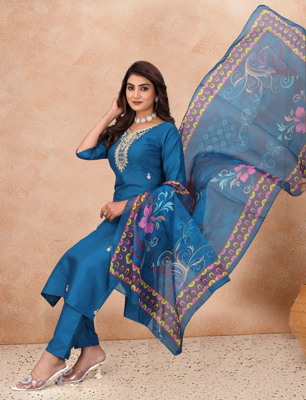 Fully Stiched Kurta and Pant & Dupatta Set
