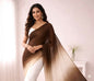 Elegant Brown Ombre Georgette Saree with White Blouse