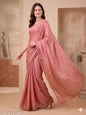 Elegant Blush Pink Satin Saree with Embellished Border