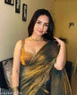 Elegant Olive Green & Golden Shimmer Saree