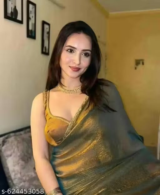 Elegant Olive Green & Golden Shimmer Saree