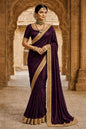 Royal Wine Purple Saree with Golden Border