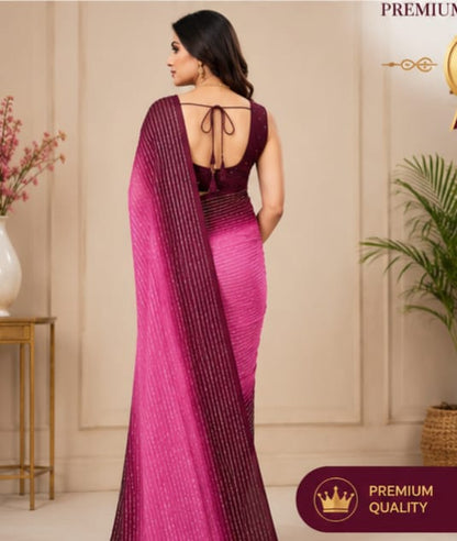 Elegant Magenta Designer Saree with Back-Tie Blouse