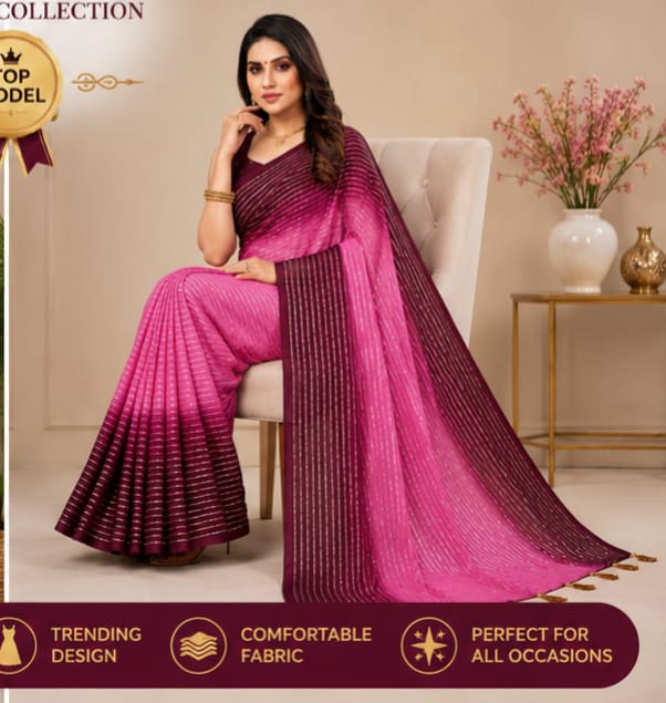 Elegant Magenta Designer Saree with Back-Tie Blouse