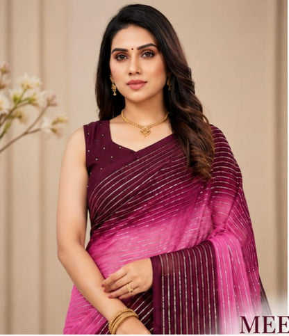 Elegant Magenta Designer Saree with Back-Tie Blouse