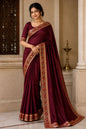 Elegant Maroon Saree with Traditional Embroidered Border