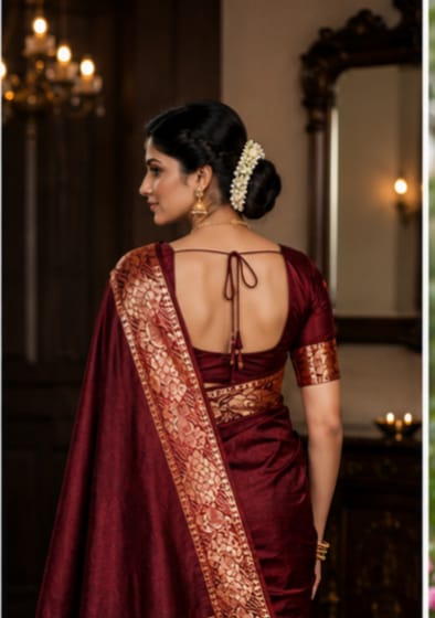 Elegant Maroon Saree with Traditional Embroidered Border