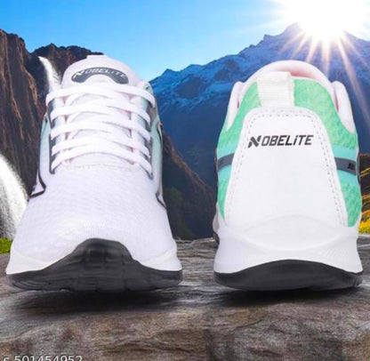 Men’s Stylish White & Mint Green Running Shoes – Lightweight Sports Sneakers